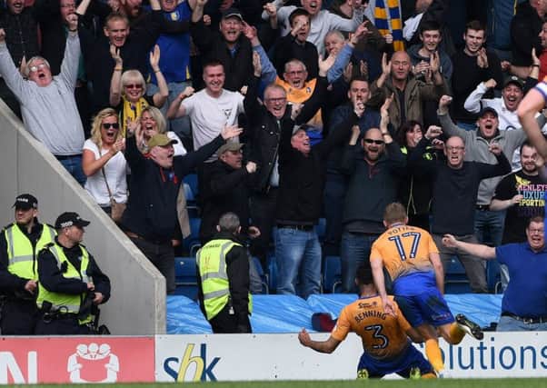 Picture Andrew Roe/AHPIX LTD, Football, EFL Sky Bet League Two, Chesterfield v Mansfield Town, Proact Stadium, 14/04/18, K.O 1pm

Mansfield's Mal Benning celebrates his winning goal

Andrew Roe>>>>>>>07826527594