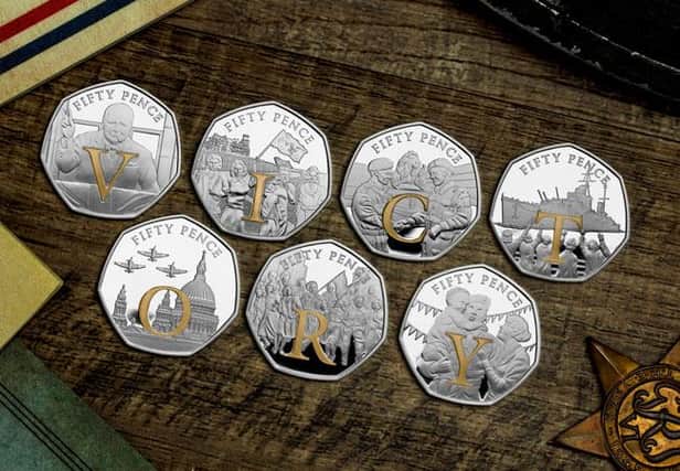 The new coins spell out ‘victory’ in honour of the VE Day anniversary (Photo: Westminster Collection)