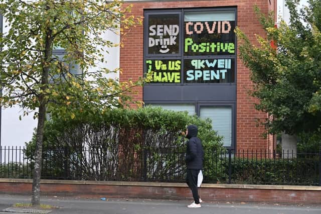 Students in various parts of the UK have been told to self-isolate in their accommodation, as coronavirus cases soar among the student population in cities including Glasgow, Edinburgh and Manchester (Photo by PAUL ELLIS/AFP via Getty Images)