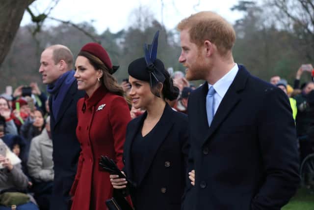 William and Kate with Meghan and Harry on Christmas Day 2018 (Photo: Stephen Pond/Getty Images)